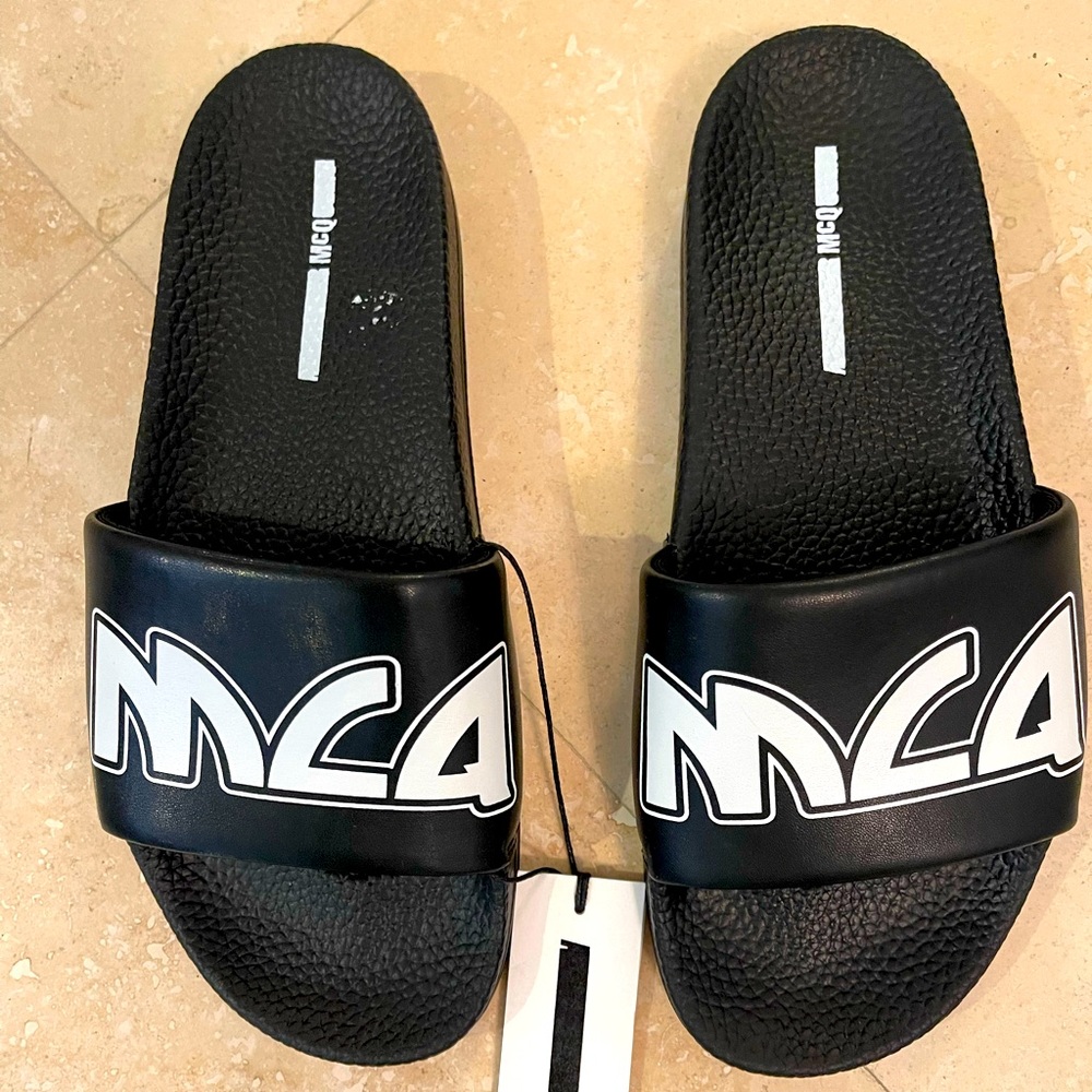 Alexander McQueen Slides. New W/Tags. Cushion inside strap. Great Spring/Summer